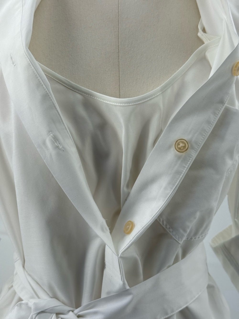 Banana Republic White Pleated Shirt Mini Dress  Button Front & Belted Waist SZ M - Picture 11 of 15